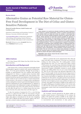 Alternative Grains As Potential Raw Material for Gluten-Free