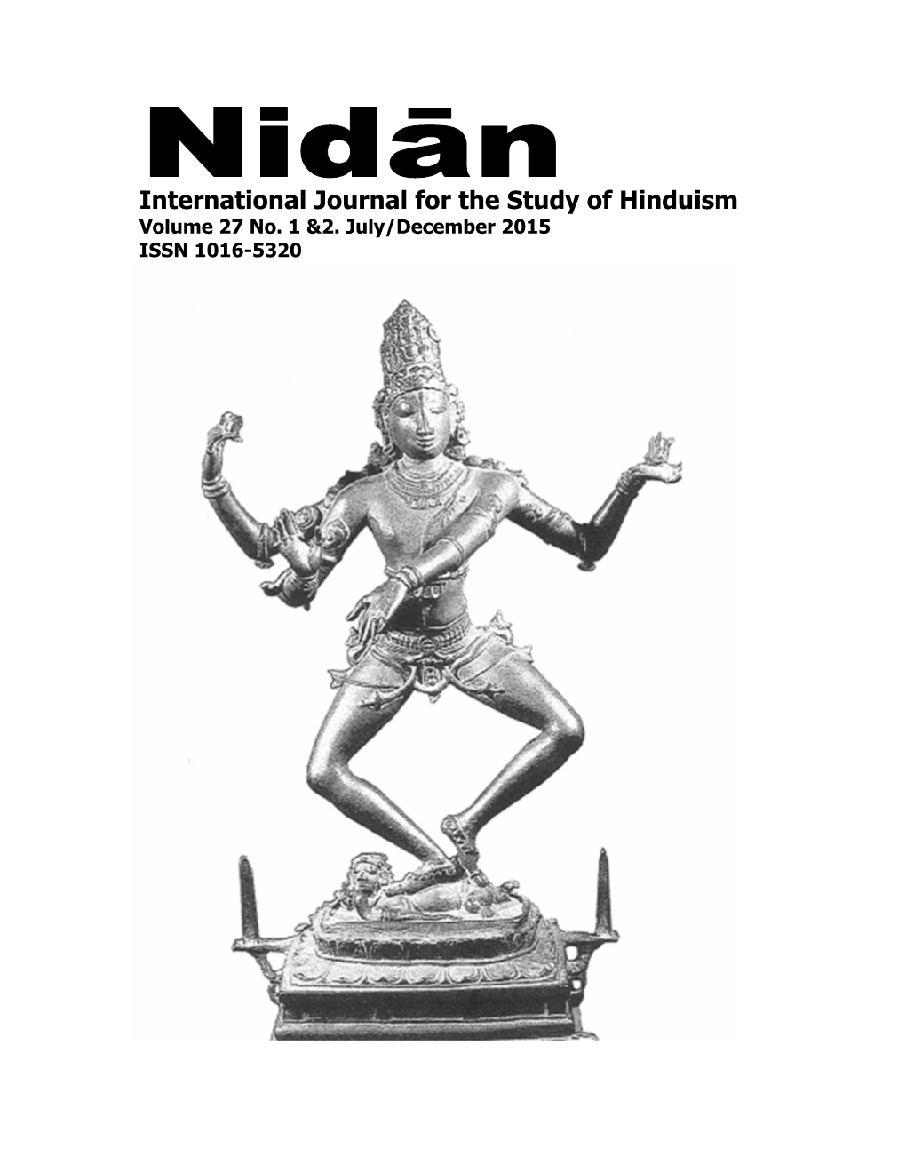 International Journal for the Study of Hinduism Volume 27 No