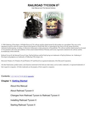 RAILROAD TYCOON II© User Manual and the Second Century
