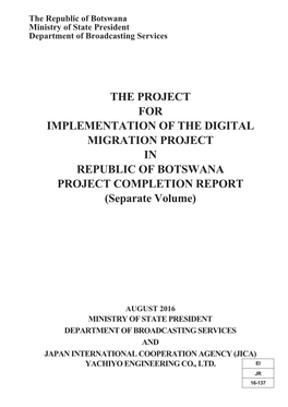 The Republic of Botswana Ministry of State President Department Of