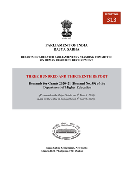 Parliament of India Rajya Sabha Three Hundred and Thirteenth Report