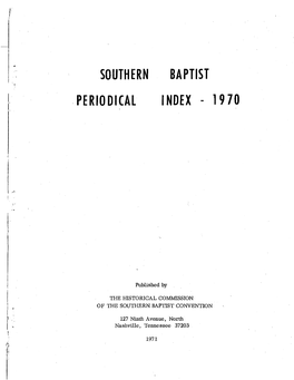 Southern Baptist Periodical Index-1970
