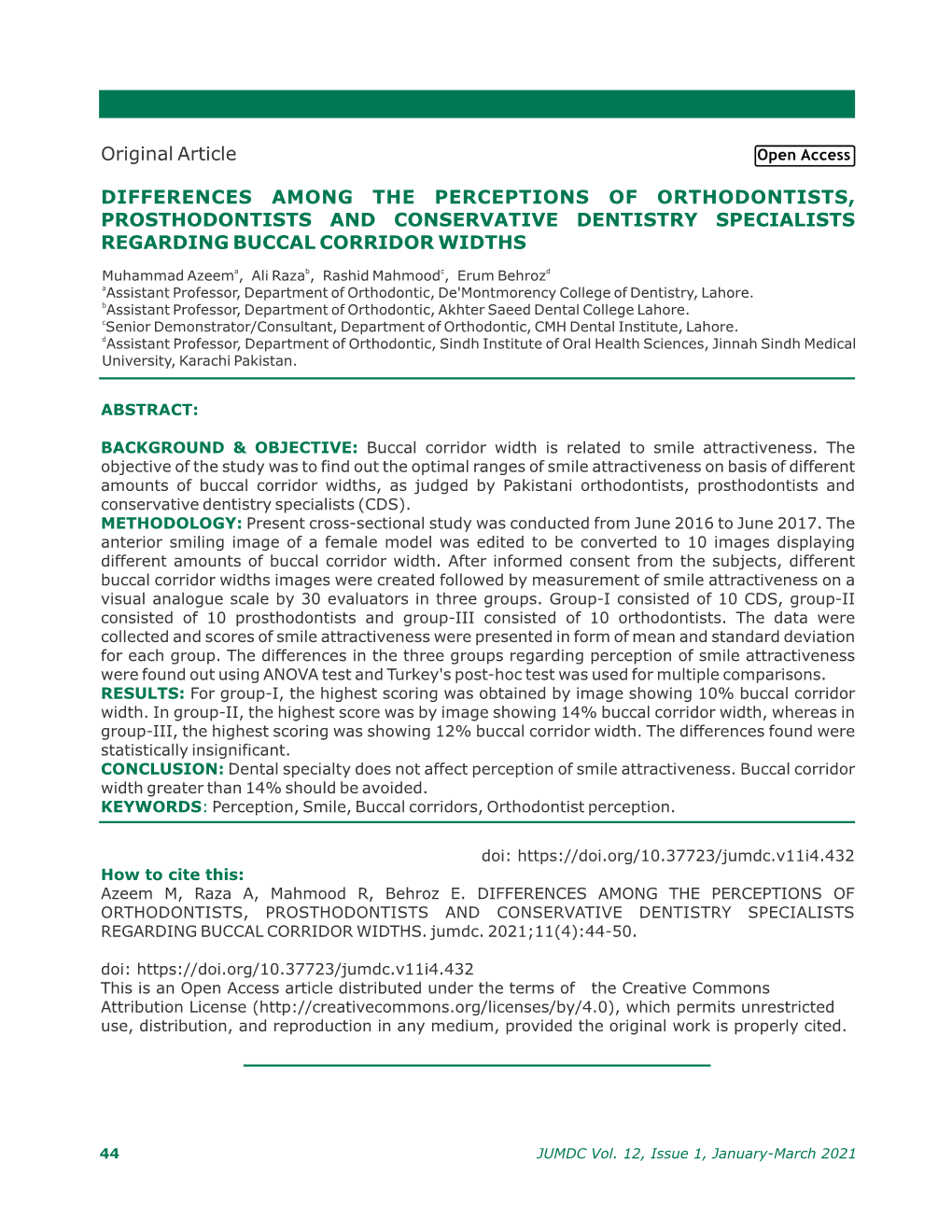 Original Article DIFFERENCES AMONG the PERCEPTIONS OF