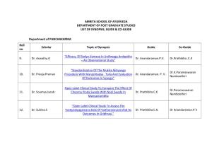 Amrita School of Ayurveda Department of Post Graduate Studies List of Synopsis, Guide & Co-Guide