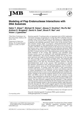 Modeling of Flap Endonuclease Interactions with DNA Substrate