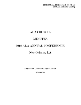 ALA CD 2 ALA Council 2018 Annual Confernce Minutes