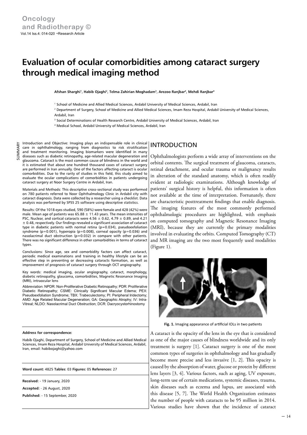 Evaluation of Ocular Comorbidities Among Cataract Surgery Through Medical Imaging Method