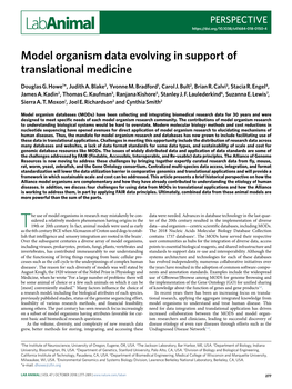 Model Organism Data Evolving in Support of Translational Medicine