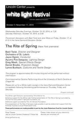 The Rite of Spring (New York Premiere)