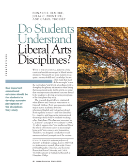 Do Students Understand Liberal Arts Disciplines?