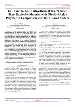 FOX-7) Based Sheet Explosive Material with Glycidyl Azide Polymer in Comparison with RDX Based System