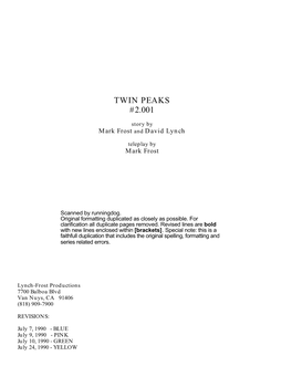 Twin Peaks #2.001
