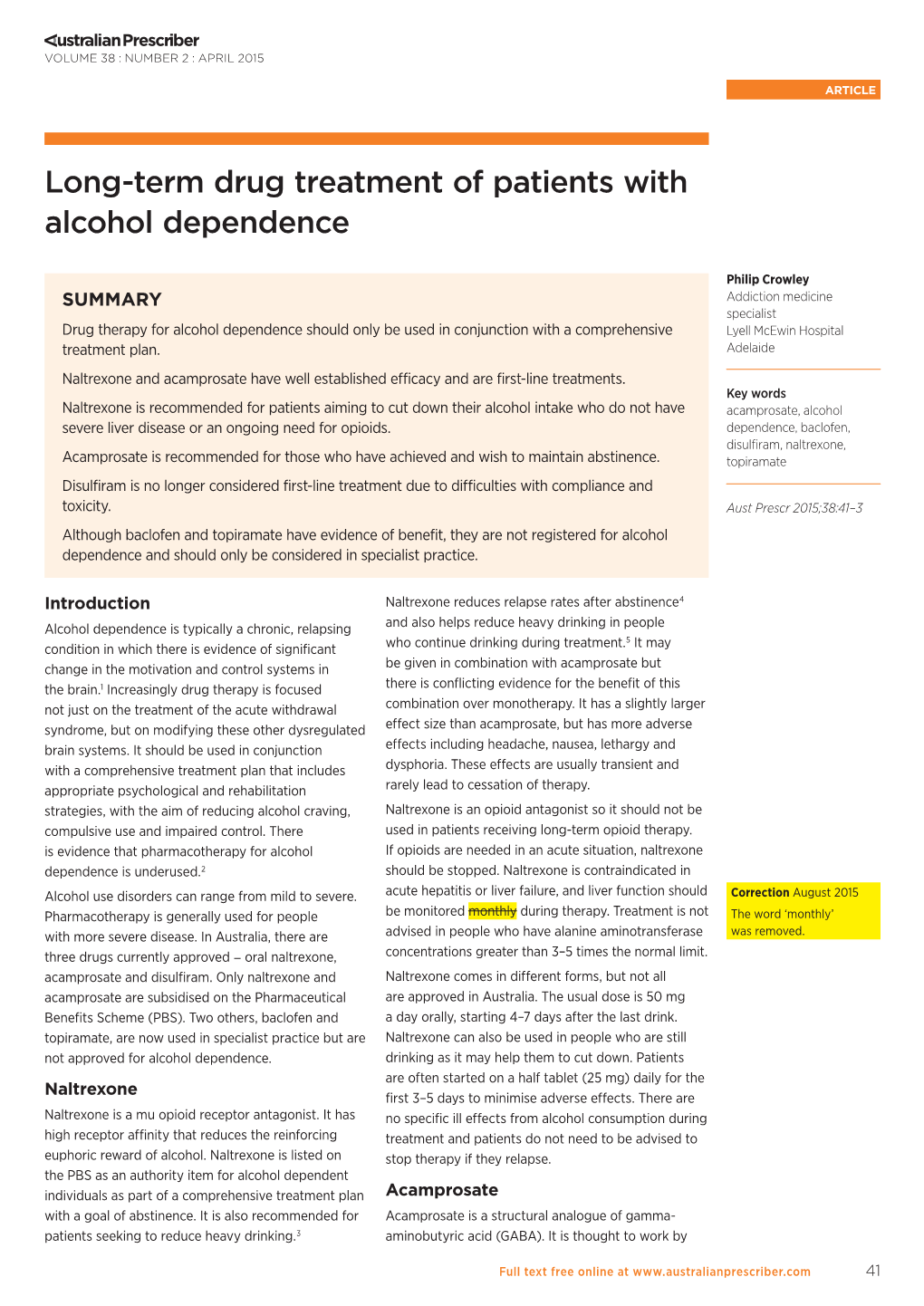 Long-Term Drug Treatment of Patients with Alcohol Dependence