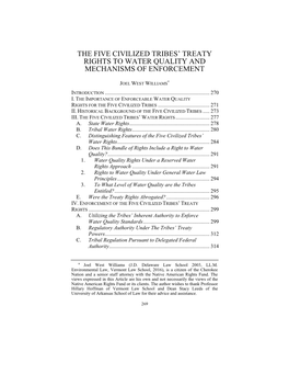 The Five Civilized Tribes' Treaty Rights to Water Quality and Mechanisms Of