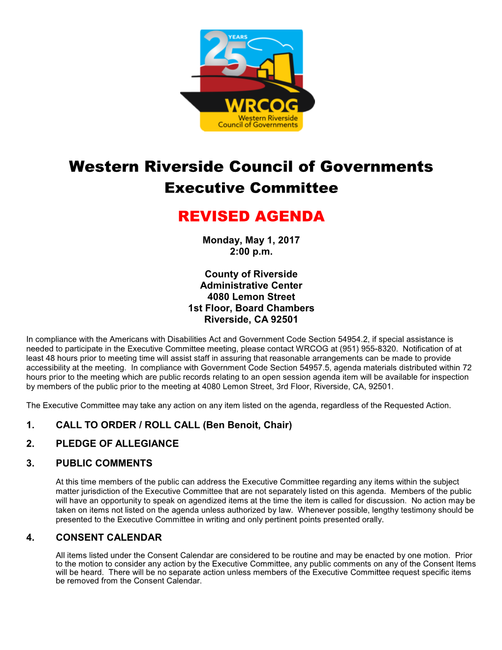 W Estern Riverside Council of Governm Ents
