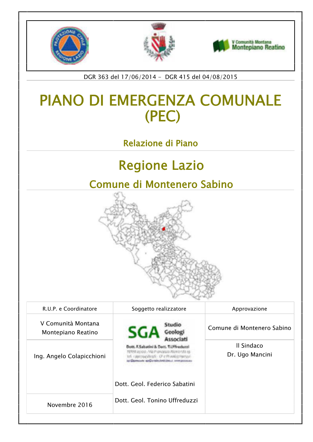 Piano Di Emergenza Comunale (Pec)