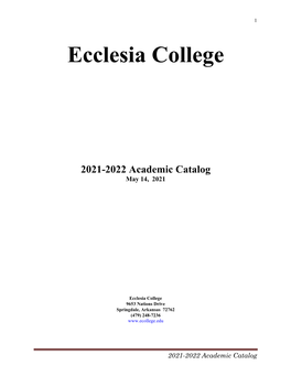 2021-2022 Academic Catalog May 14, 2021