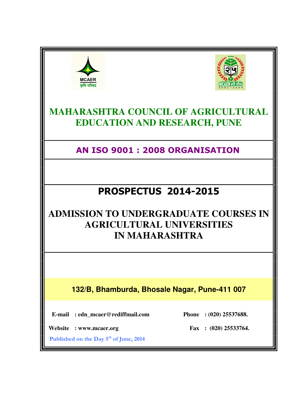 Maharashtra Council of Agricultural Education and Research, Pune