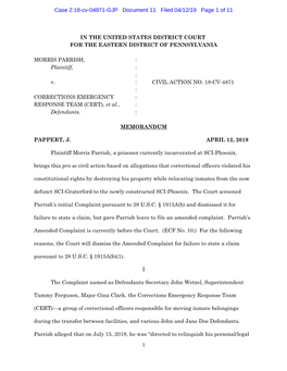 1 Case 2:18-Cv-04871-GJP Document 11 Filed 04/12/19 Page 1 of 11