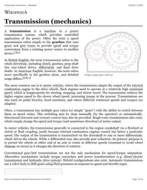 Transmission (Mechanics) - Wikipedia 8/28/20, 1�19 PM