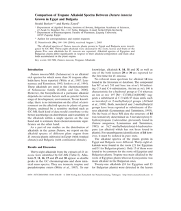 Comparison of Tropane Alkaloid Spectra Between Datura Innoxia