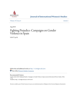 Fighting Prejudice: Campaigns on Gender Violence in Spain Isabel Cepeda