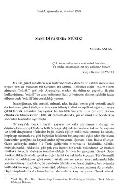 Ilmi Araştırmalar 6, Istanbul 1998 Sami D Iv ANINDA MÜSİKI Mustafa