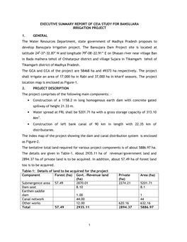 Executive Summary Report of Ceia Study for Bansujara Irrigation Project
