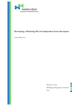 Developing a Marketing Mix for Independent Game Developers