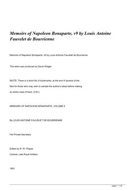Memoirs of Napoleon Bonaparte, V9 by Louis Antoine Fauvelet De Bourrienne