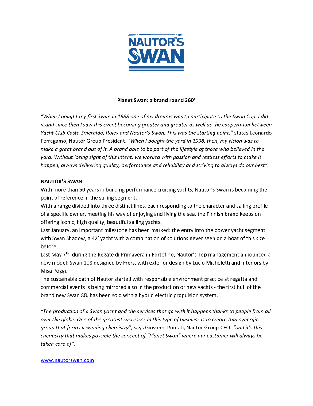 Planet Swan: a Brand Round 360°