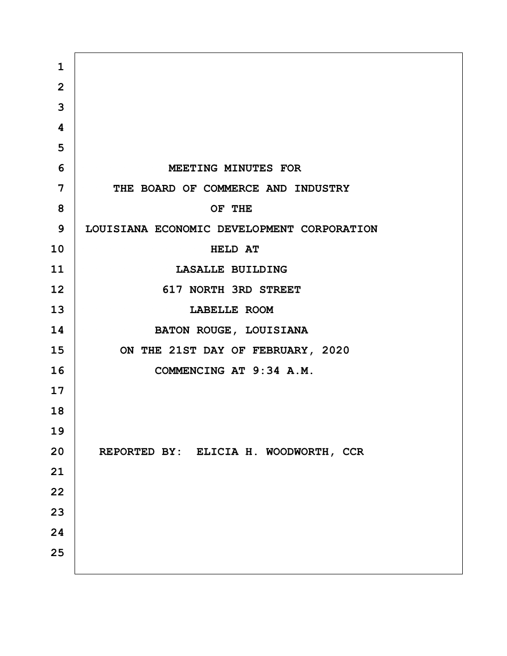 Commerce and Industry, the Board of 02-21-2020