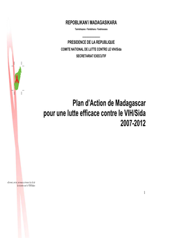 Plan D'action De Madagascar Pour Une Lutte Efficace Contre Le VIH/Sida 2007-2012