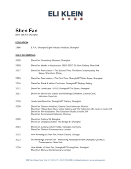 Shen Fan Born 1952 in Shanghai