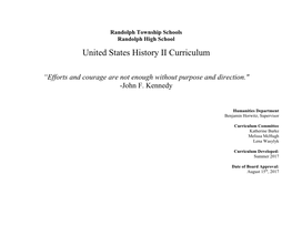 Randolph Township Schools Department of Social Studies United States History II Curriculum
