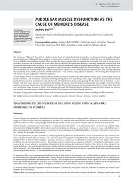 Middle Ear Muscle Dysfunction As the Cause of Meniere’S Disease