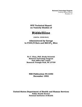 TOX-27: Riddelliine (CASRN 23246-96-0)