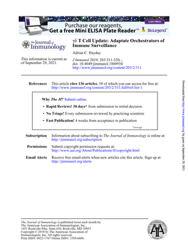 Γδ T Cell Update: Adaptate Orchestrators of Immune Surveillance