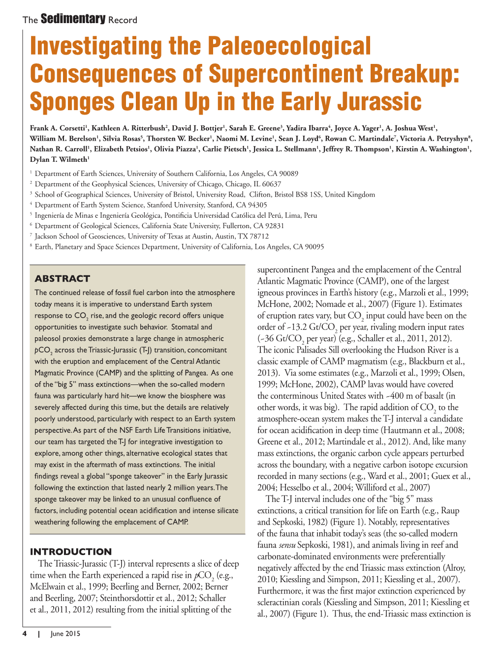 Investigating the Paleoecological Consequences of Supercontinent Breakup: Sponges Clean up in the Early Jurassic