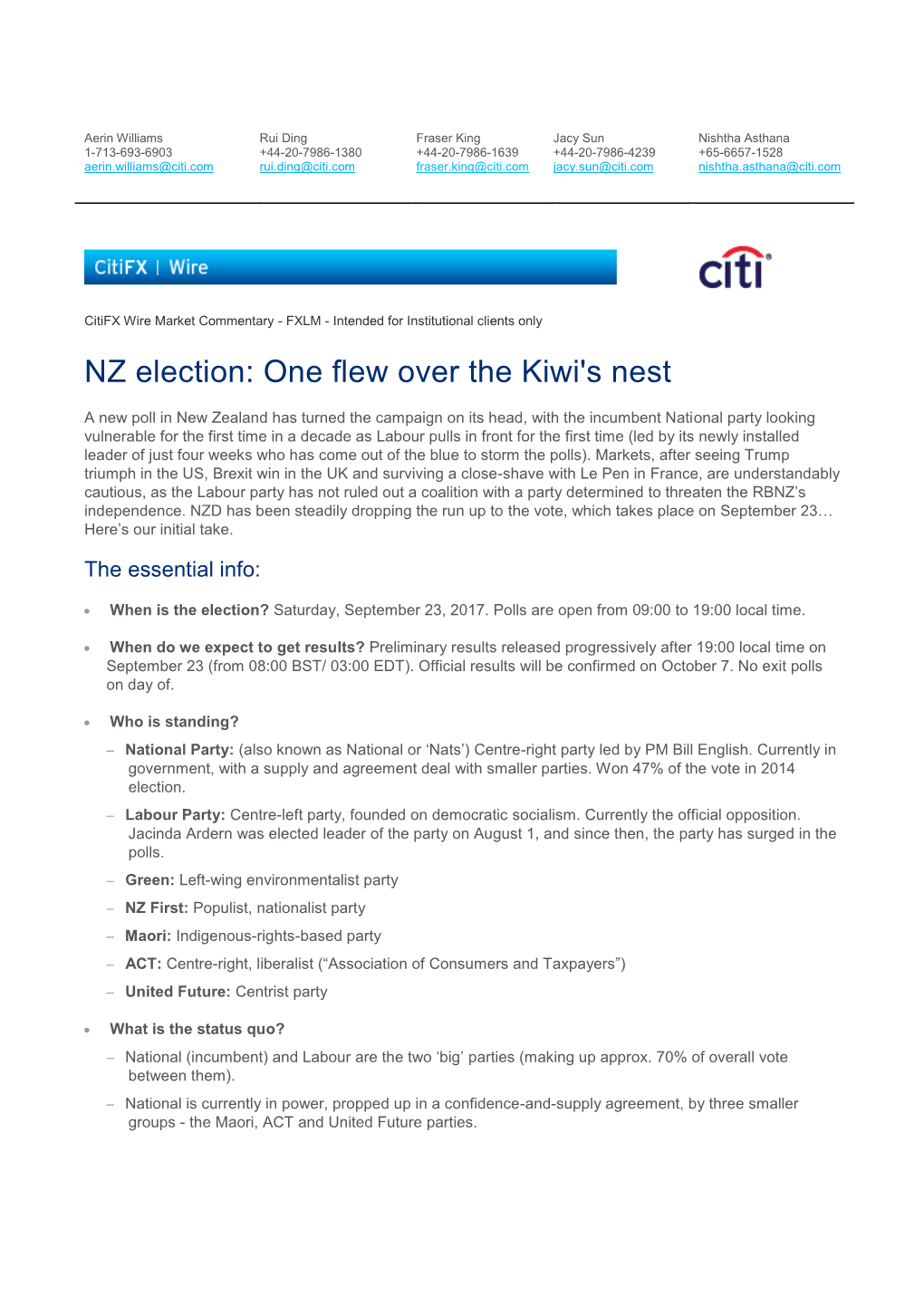 NZ Election: One Flew Over the Kiwi's Nest