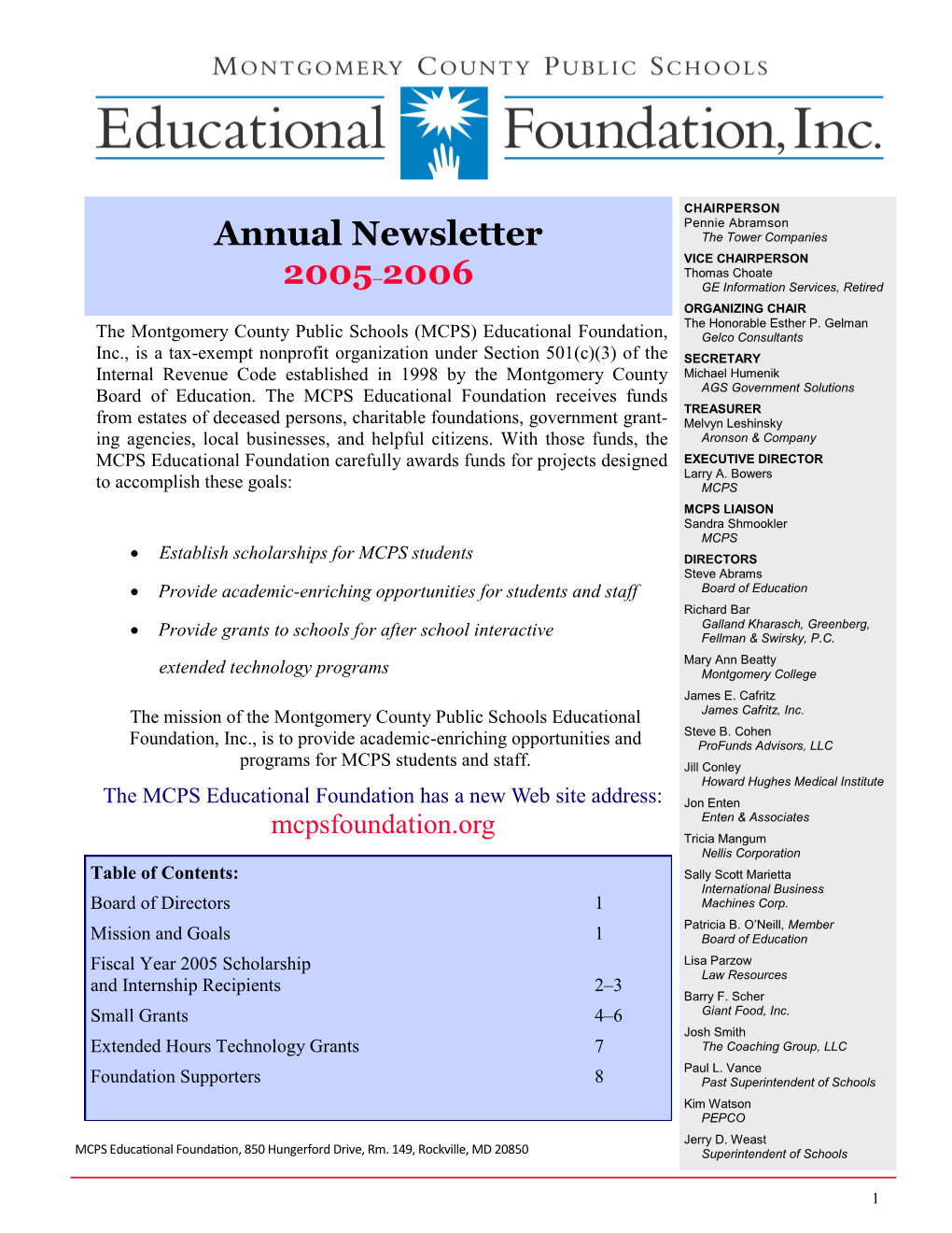 Annual Newsletter 2005–2006