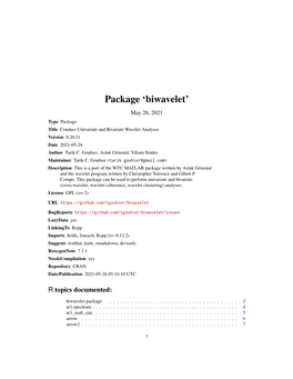 Package 'Biwavelet'