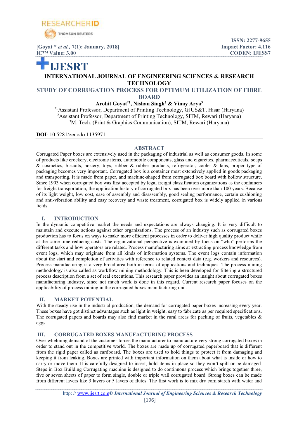 Study of Corrugation Process for Optimum