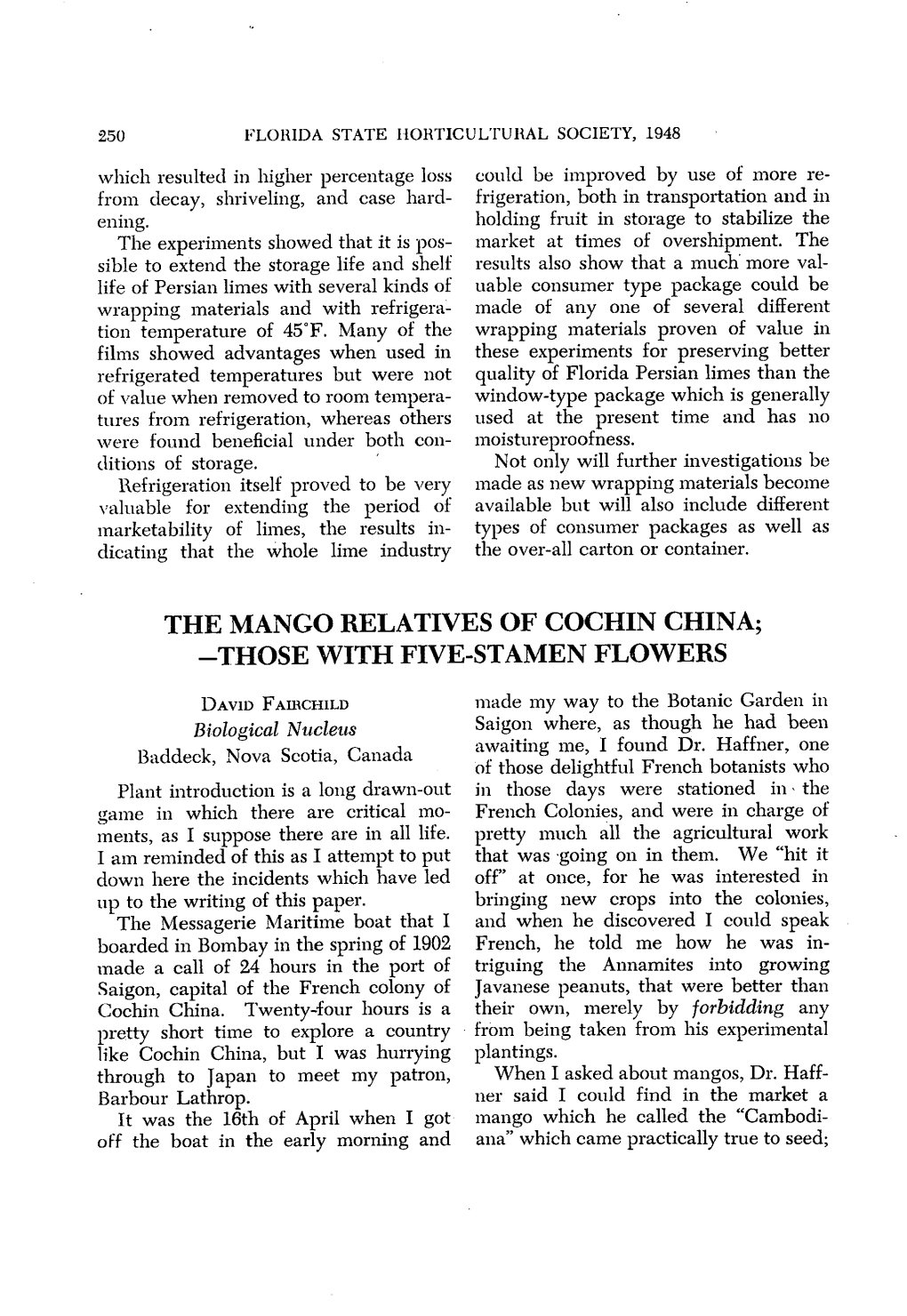 The Mango Relatives of Cochin China; -Those with Five-Stamen Flowers
