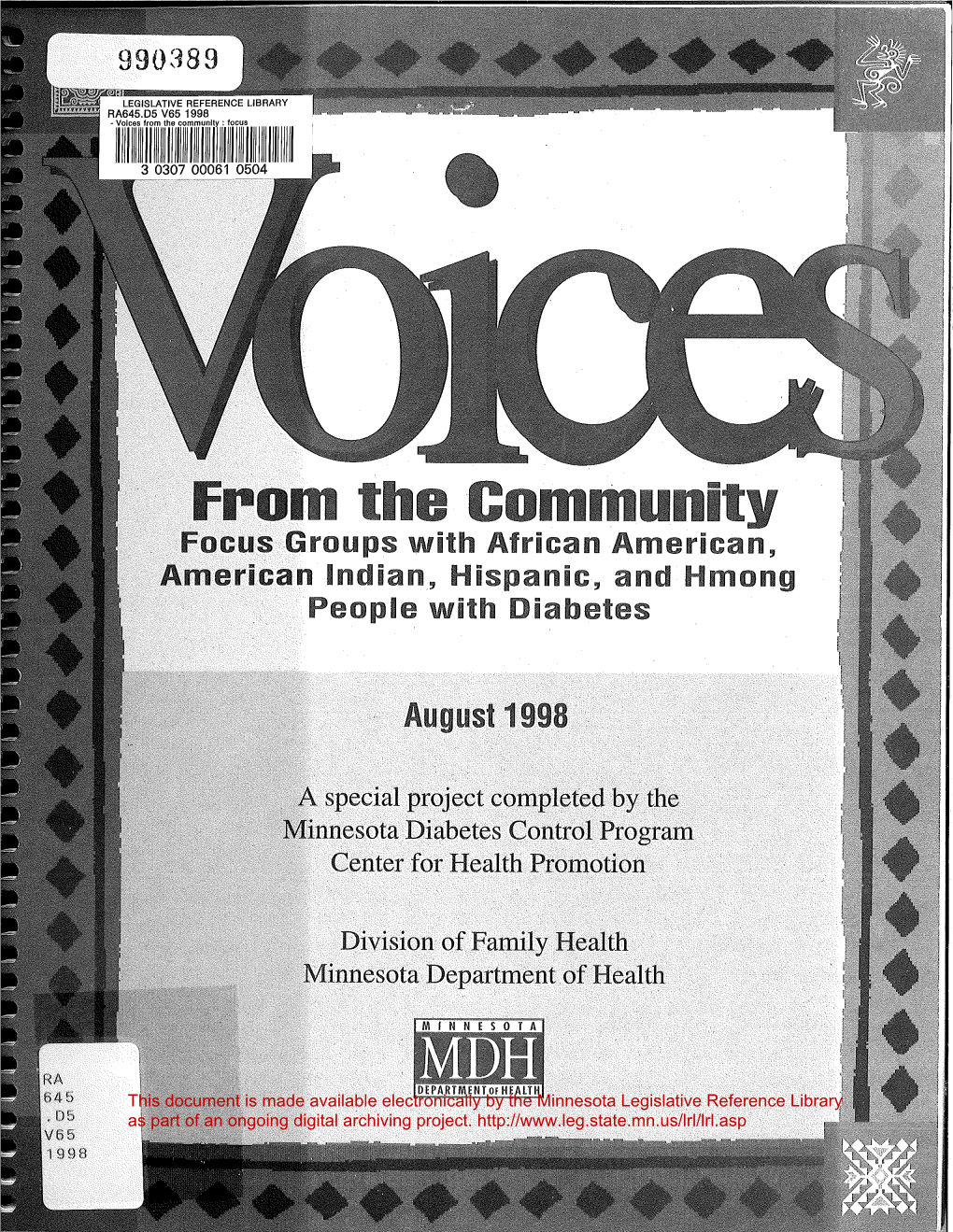 This Document Is Made Available Electronically by the Minnesota Legislative Reference Library As Part of an Ongoing Digital Archiving Project