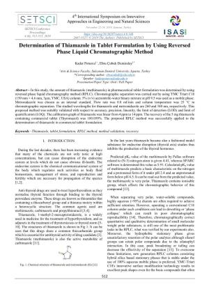 Determination of Thiamazole in Tablet Formulation by Using Reversed Phase Liquid Chromatographic Method