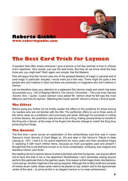 The Best Card Trick for Laymen
