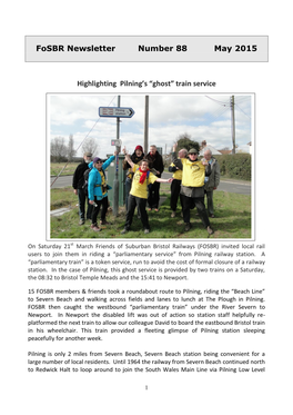 Fosbr Newsletter Number 88 May 2015 Highlighting Pilning's “Ghost”