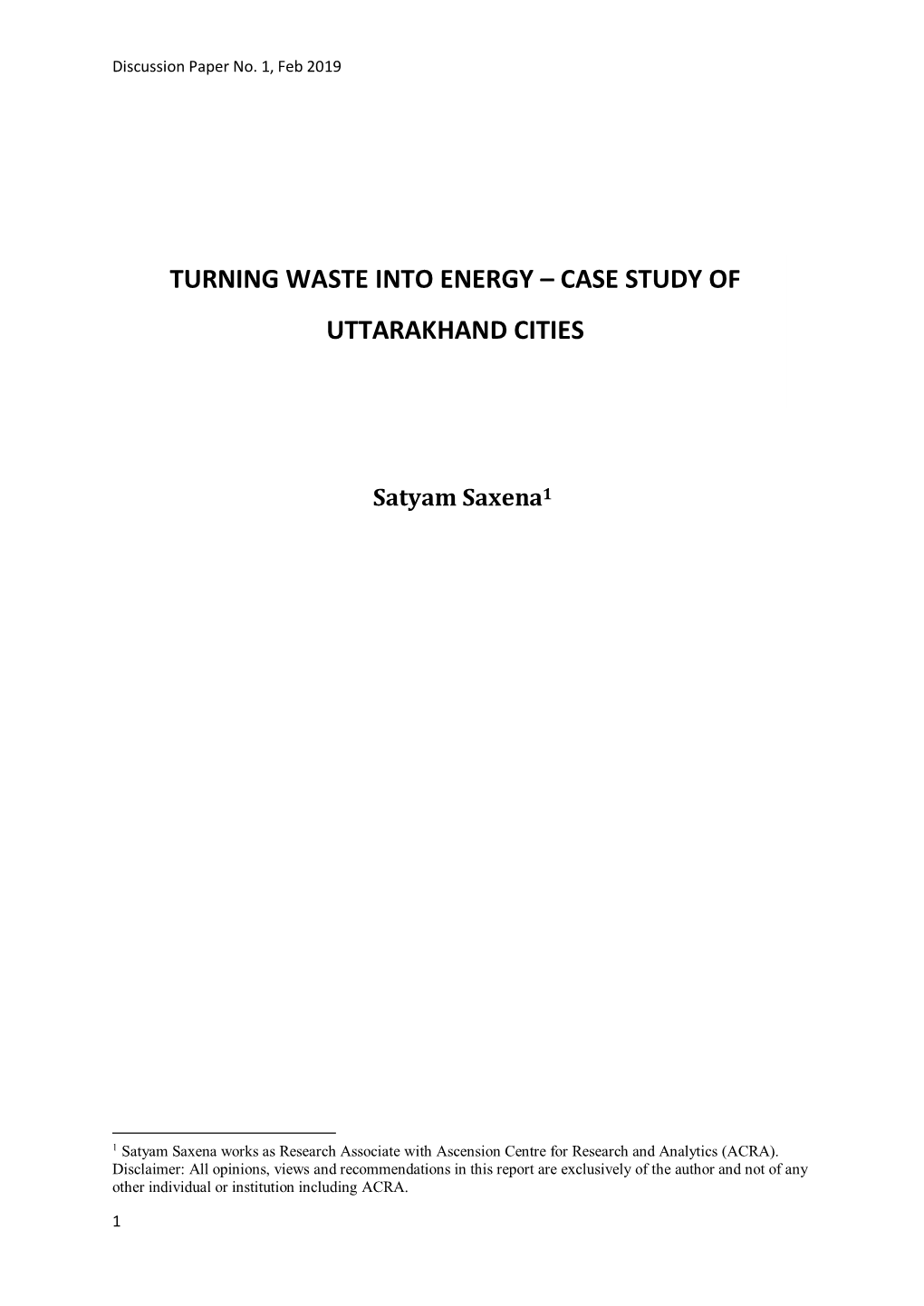 Turning Waste Into Energy – Case Study of Uttarakhand Cities2