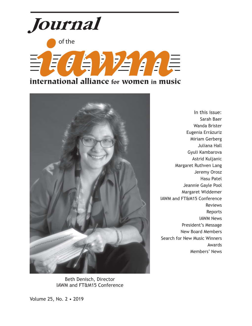 Volume 25, No. 2 • 2019 Beth Denisch, Director IAWM and FT&M15